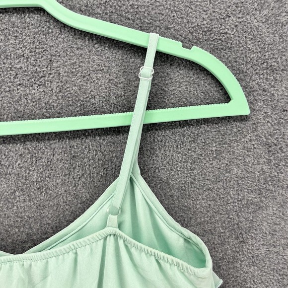 By & By dress womens size M Flare Neck Aqua Blue white Lace skirt lined - Picture 5 of 12